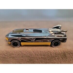 2014 Hot Wheels Silver Chrome Yellow Race Car 1:64 Vetuskey #17